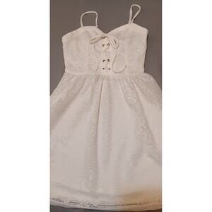 Womens Mini Dress XS Crochet Boho Strappy Sleeveless dollette Coquette Dollcore